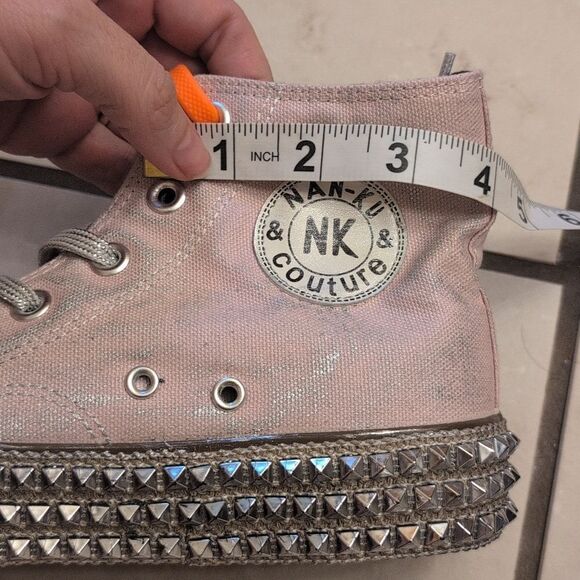 NEW Nan-Ku Free People High Top Sneaker Rhinestone Studded Mauve Size 9-9.5 - Picture 10 of 14